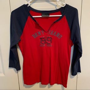DKNY Jeans Shirt 3/4 Sleeve Raglan Tee